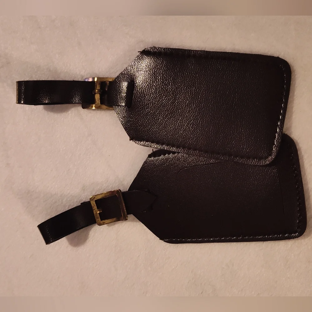 Elegant Black Leather Bag Tags